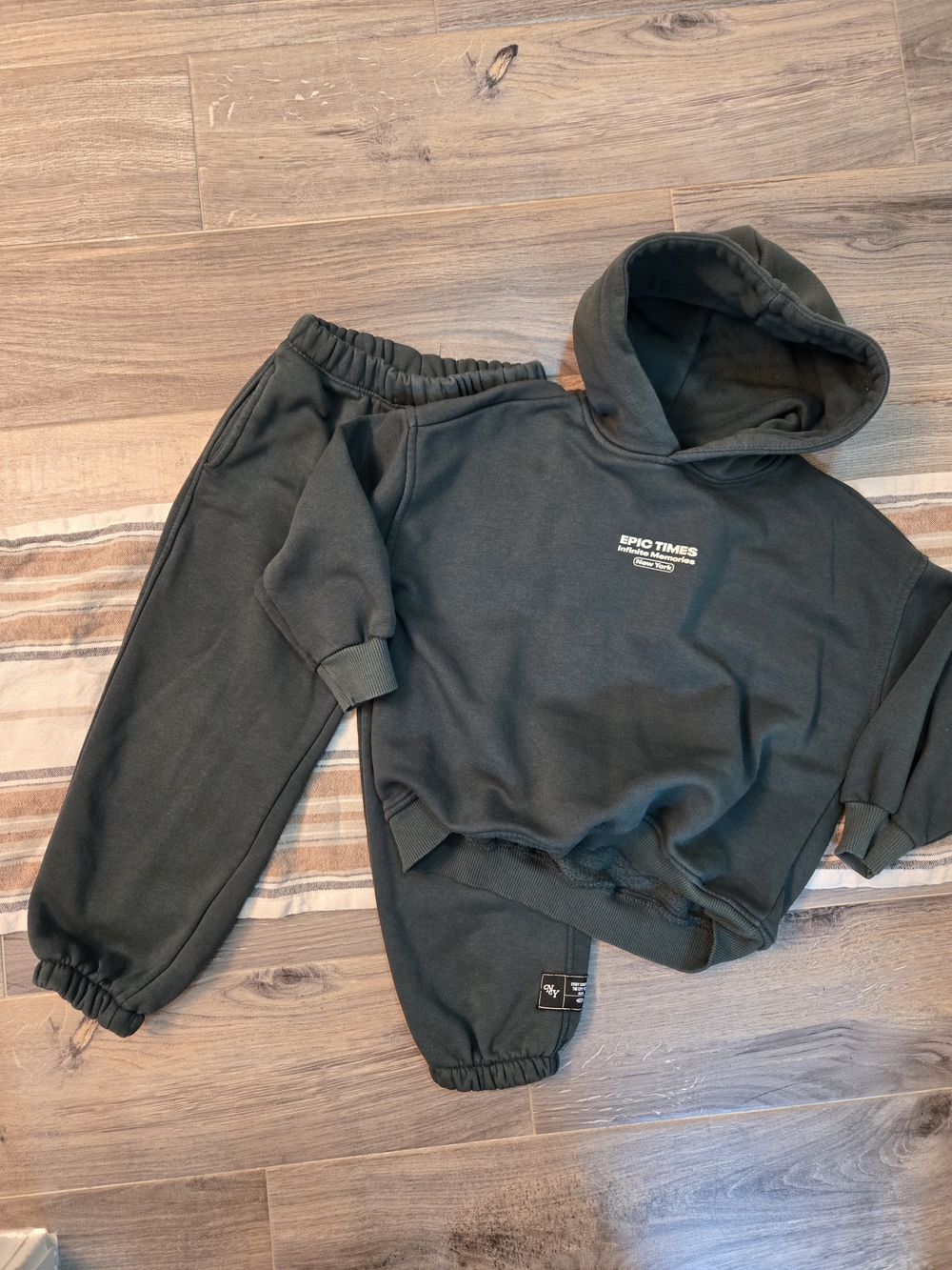 Zara Kids Olive Green Hoodie & Sweatpants Matching Set